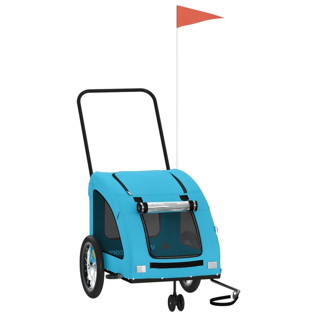 Hondenfietstrailer oxford stof en ijzer blauw