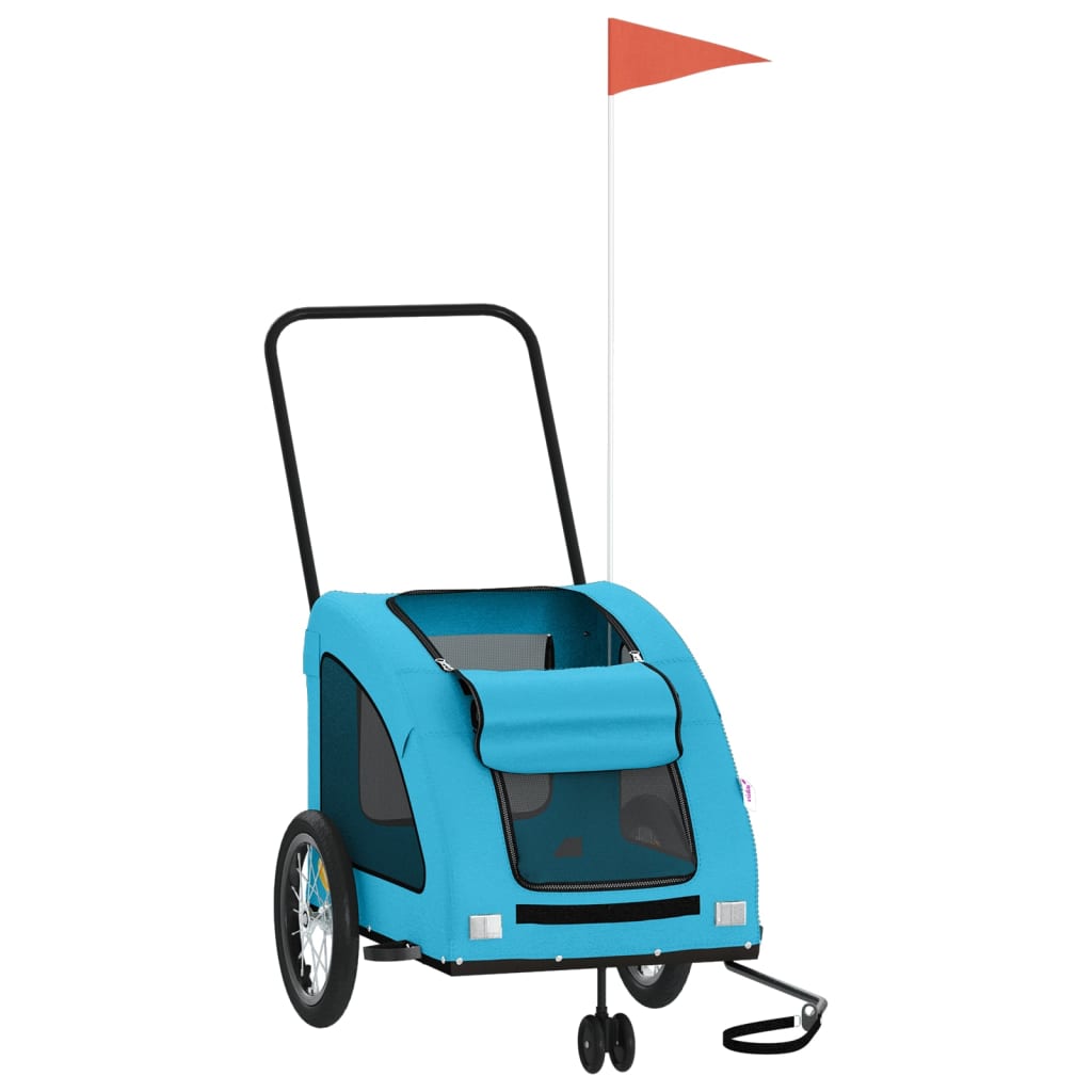 Hondenfietstrailer oxford stof en ijzer blauw
