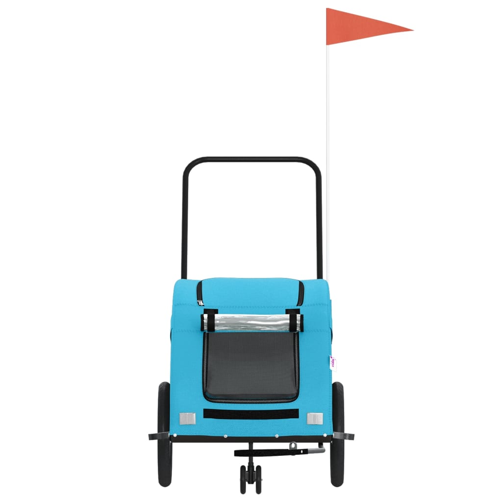 Hondenfietstrailer oxford stof en ijzer blauw