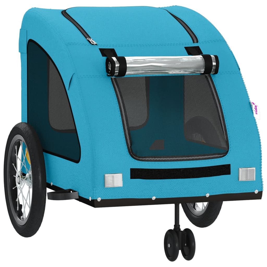 Hondenfietstrailer oxford stof en ijzer blauw