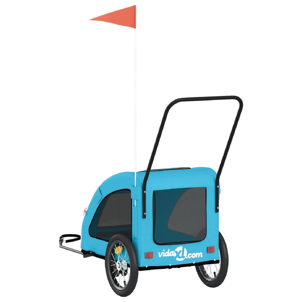 Hondenfietstrailer oxford stof en ijzer blauw