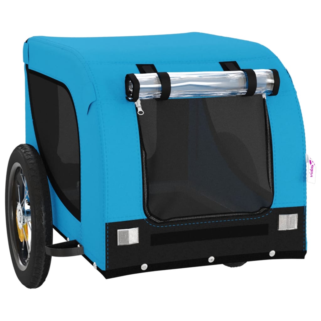 Hondenfietstrailer oxford stof en ijzer blauw en zwart