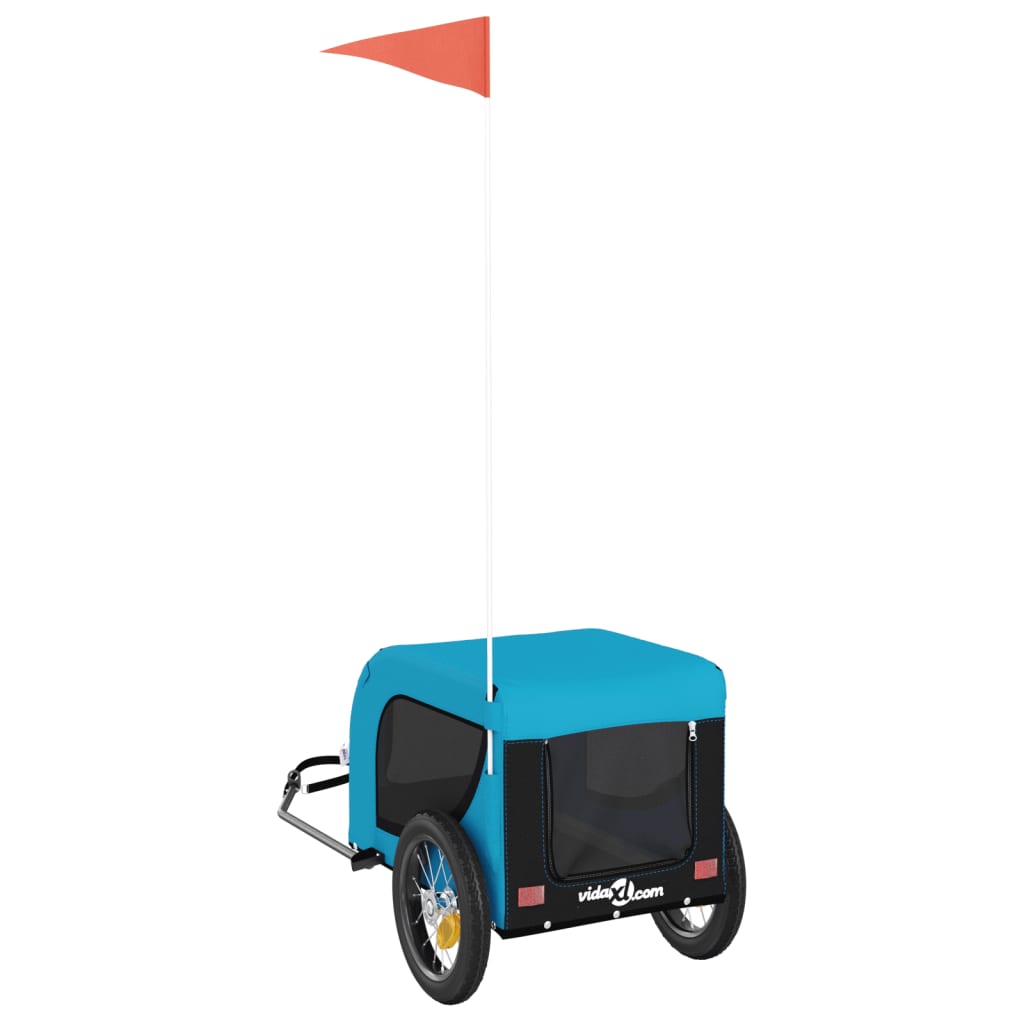 Hondenfietstrailer oxford stof en ijzer blauw en zwart