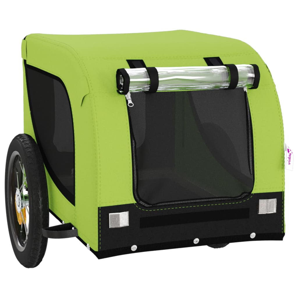 Hondenfietstrailer oxford stof en ijzer groen en zwart