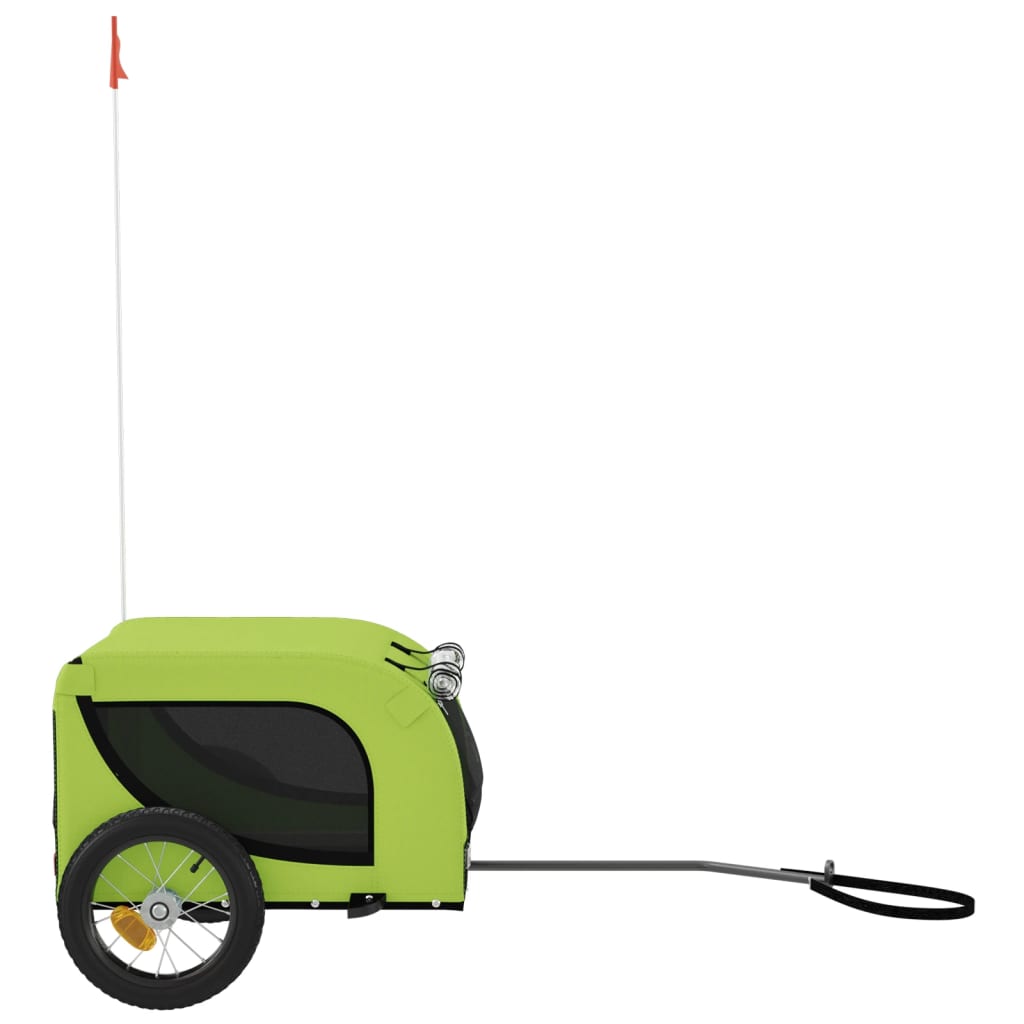 Hondenfietstrailer oxford stof en ijzer groen en zwart