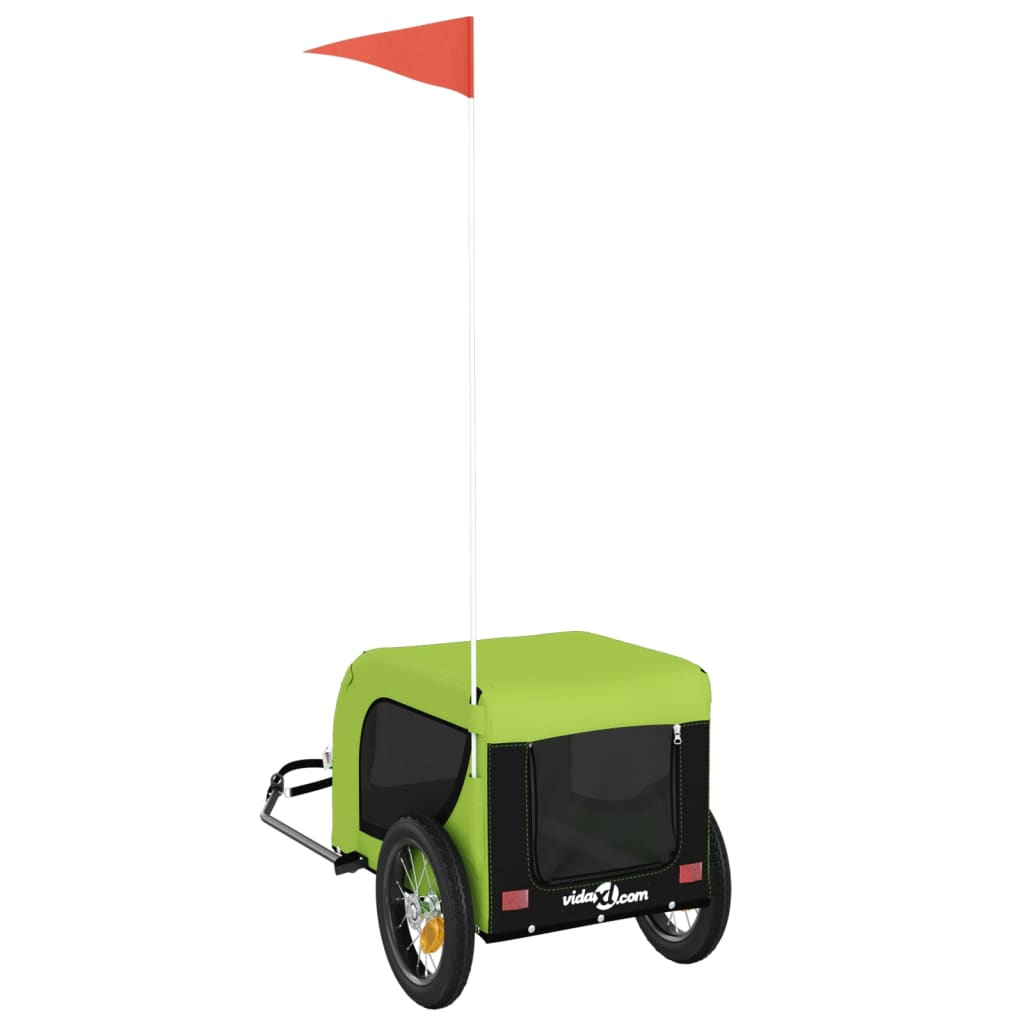 Hondenfietstrailer oxford stof en ijzer groen en zwart
