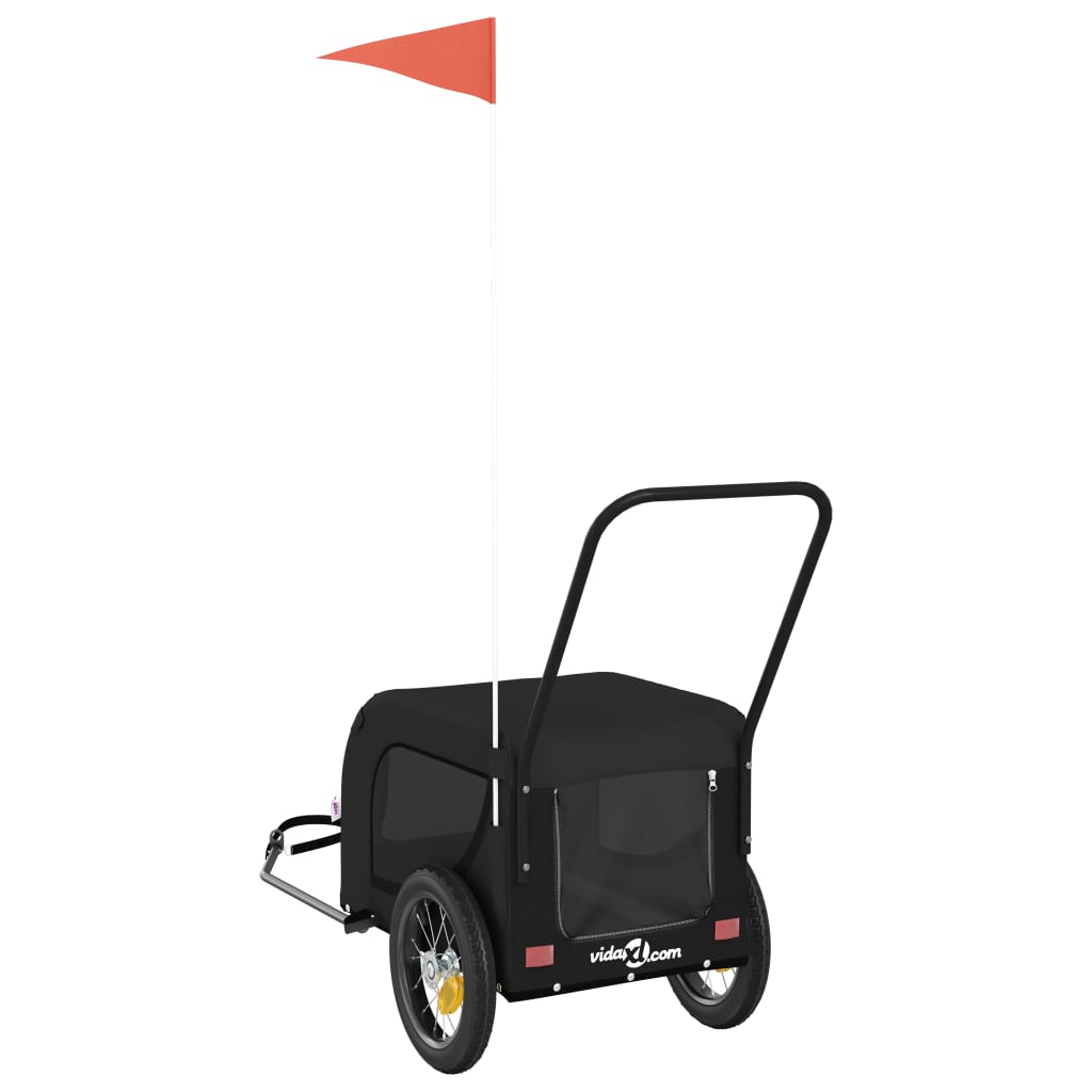 Hondenfietstrailer oxford stof en ijzer zwart
