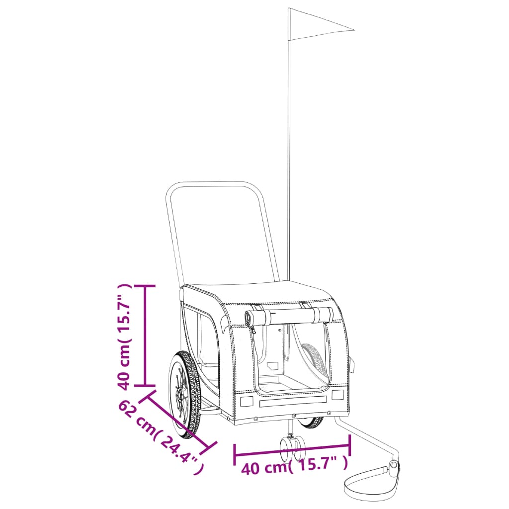 Hondenfietstrailer oxford stof en ijzer zwart