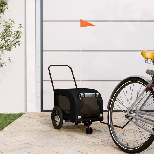 Hondenfietstrailer oxford stof en ijzer zwart