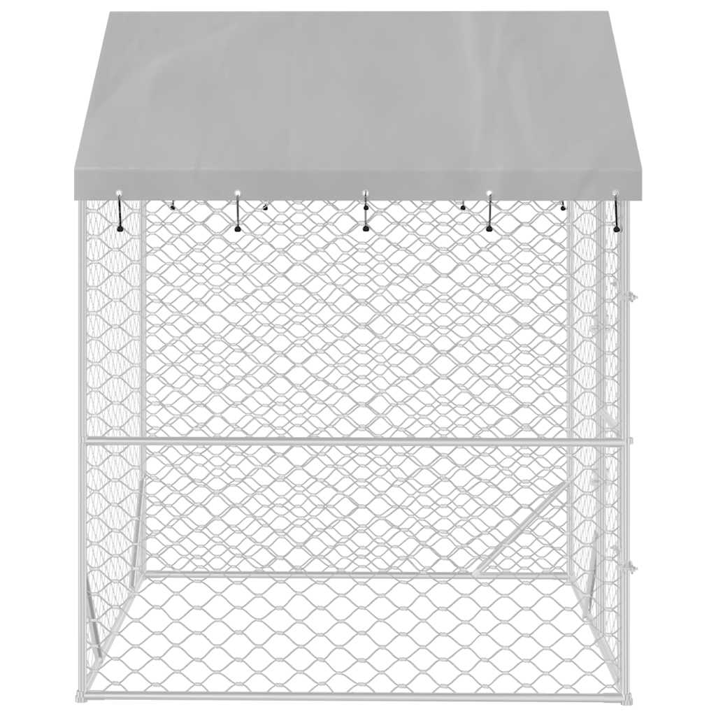 Hondenkennel met dak 2x2x2,5 m gegalvaniseerd staal zilver