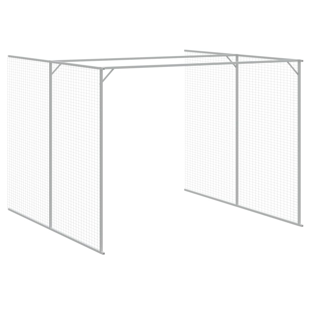 Hondenhok met ren 214x457x181 cm staal lichtgrijs