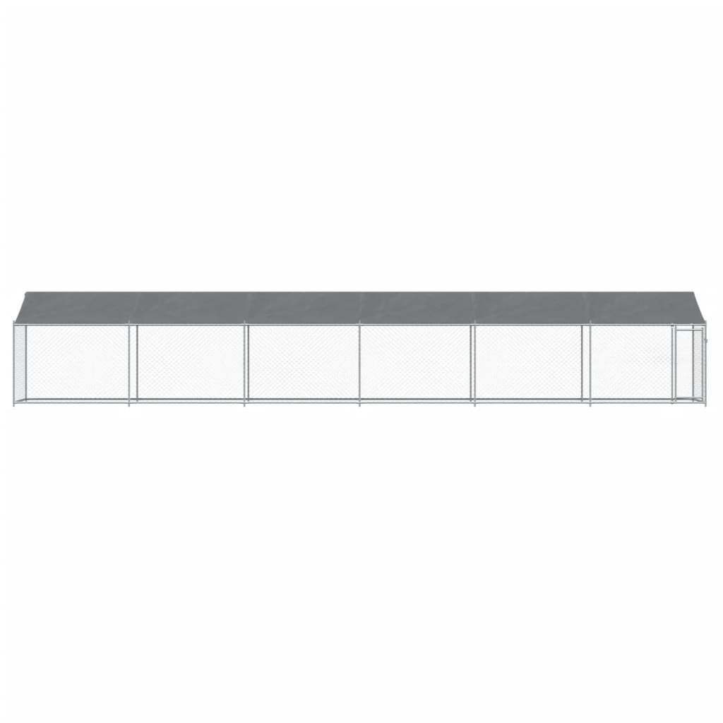 Hondenhok met dak en deur 12x2x2 m gegalvaniseerd staal grijs