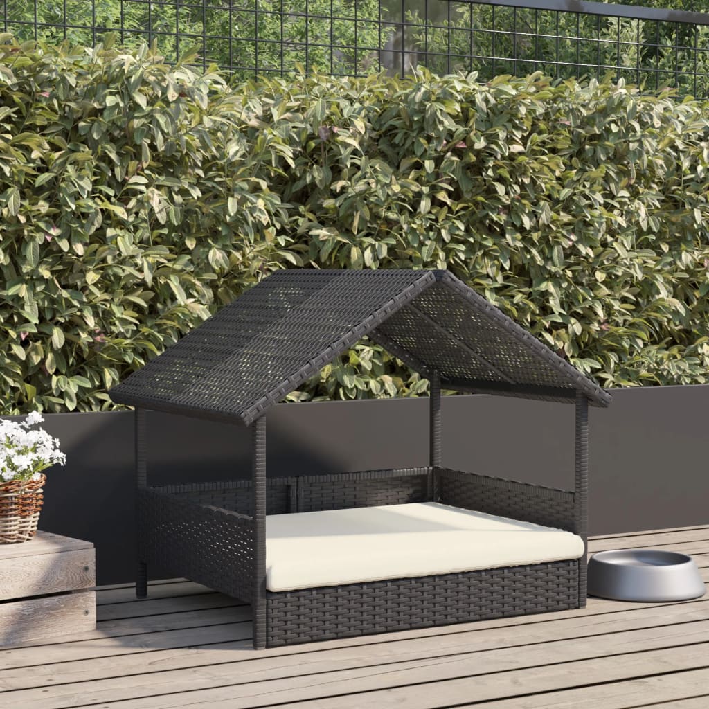 Hondenhok met kussen poly rattan