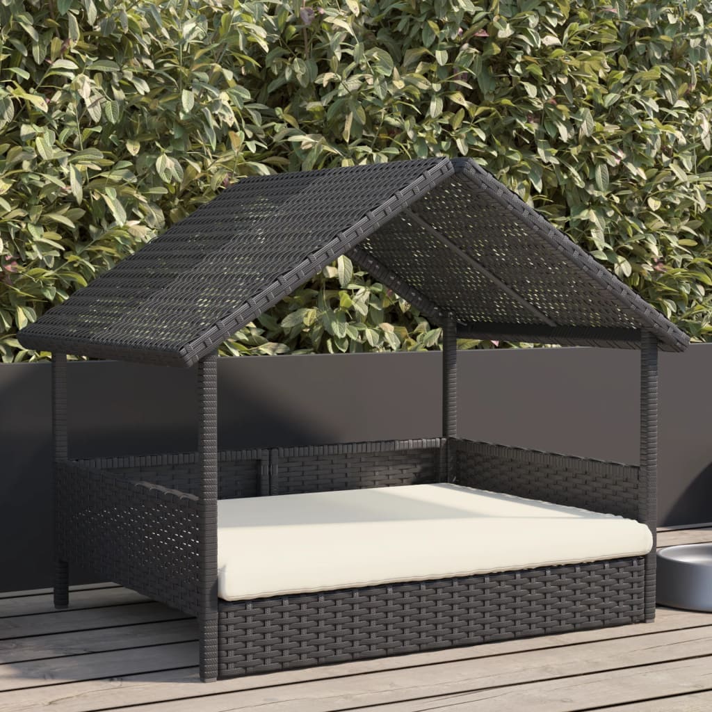 Hondenhok met kussen poly rattan