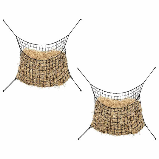 Hooinetten 2 st 75x50 cm rond polypropeen zwart