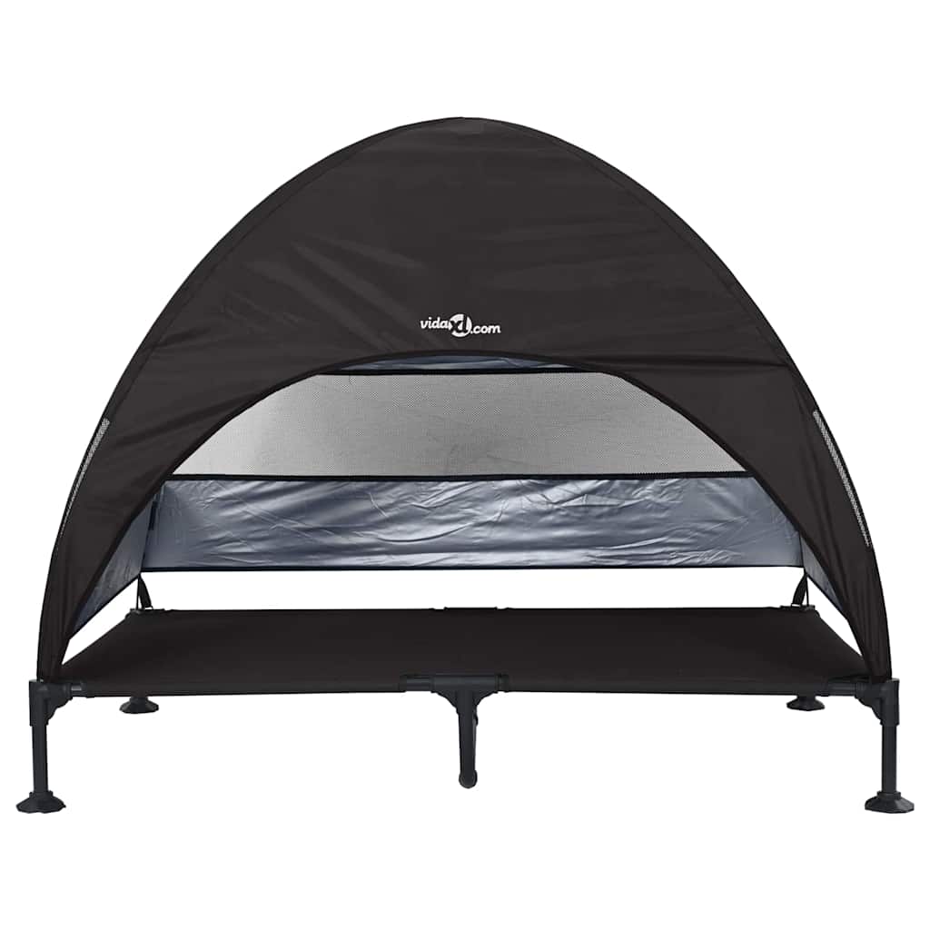Verhoogd Hondenbed Zwart 127 x 81 x 108 cm Stof en Staal