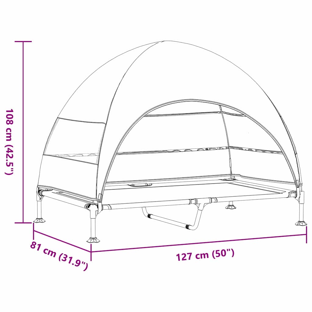 Verhoogd Hondenbed Zwart 127 x 81 x 108 cm Stof en Staal
