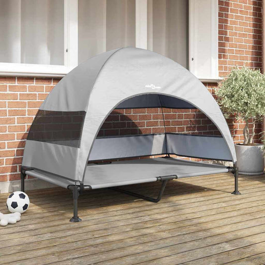 Verhoogd Hondenbed Zilvergrijs 127 x 81 x 108 cm Stof en Staal