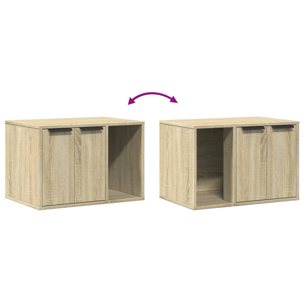 Kattenbakkast 60x40x40 cm bewerkt hout sonoma eikenkleurig