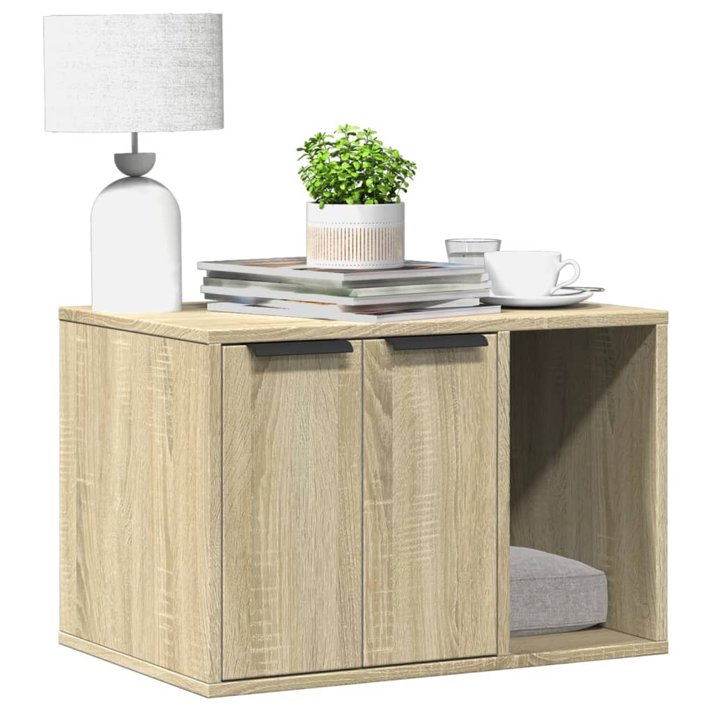 Kattenbakkast 60x40x40 cm bewerkt hout sonoma eikenkleurig