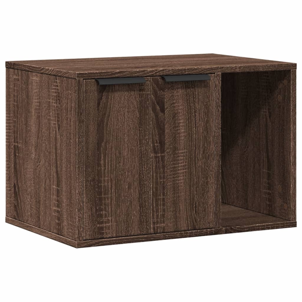 Kattenbakkast 60x40x40 cm bewerkt hout bruin eikenkleurig