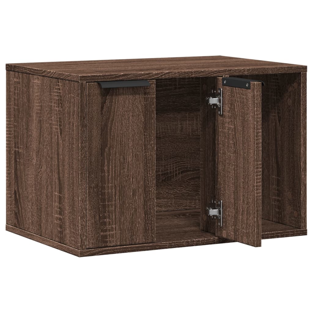 Kattenbakkast 60x40x40 cm bewerkt hout bruin eikenkleurig