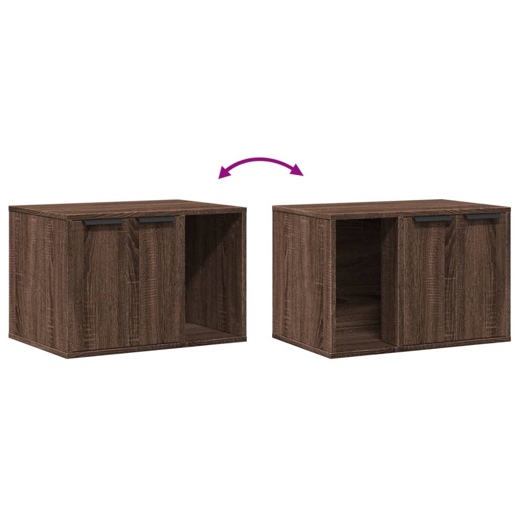 Kattenbakkast 60x40x40 cm bewerkt hout bruin eikenkleurig
