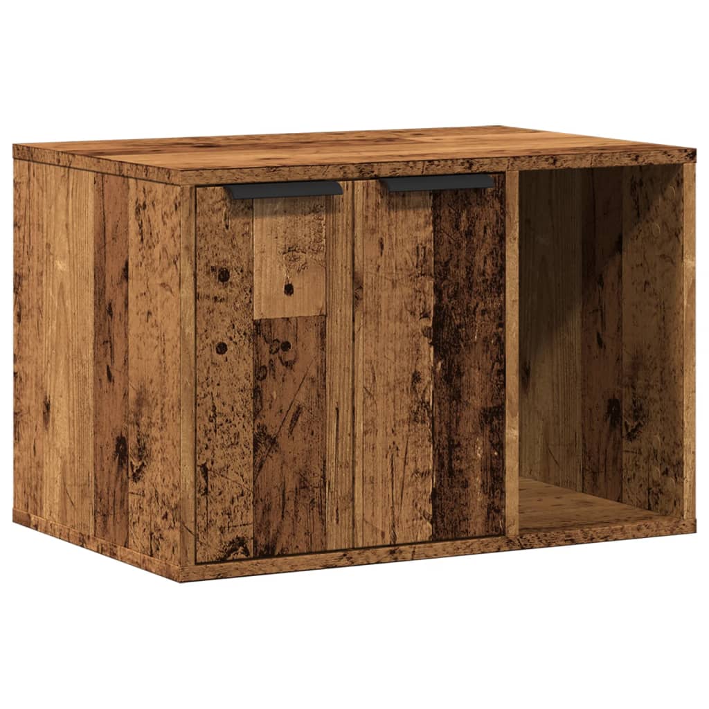 Kattenbakkast 60x40x40 cm bewerkt hout oud houtkleurig