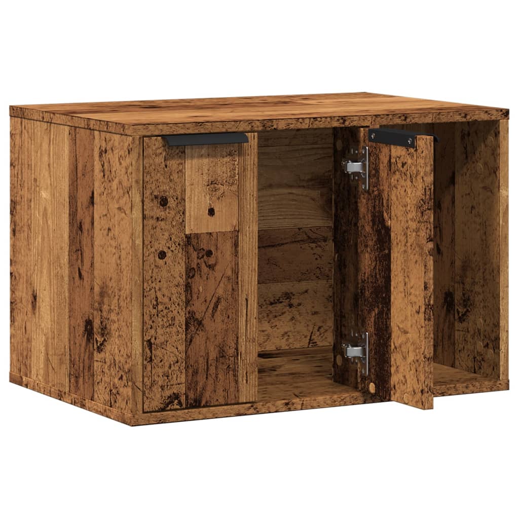 Kattenbakkast 60x40x40 cm bewerkt hout oud houtkleurig