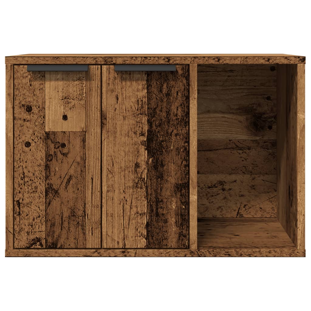 Kattenbakkast 60x40x40 cm bewerkt hout oud houtkleurig