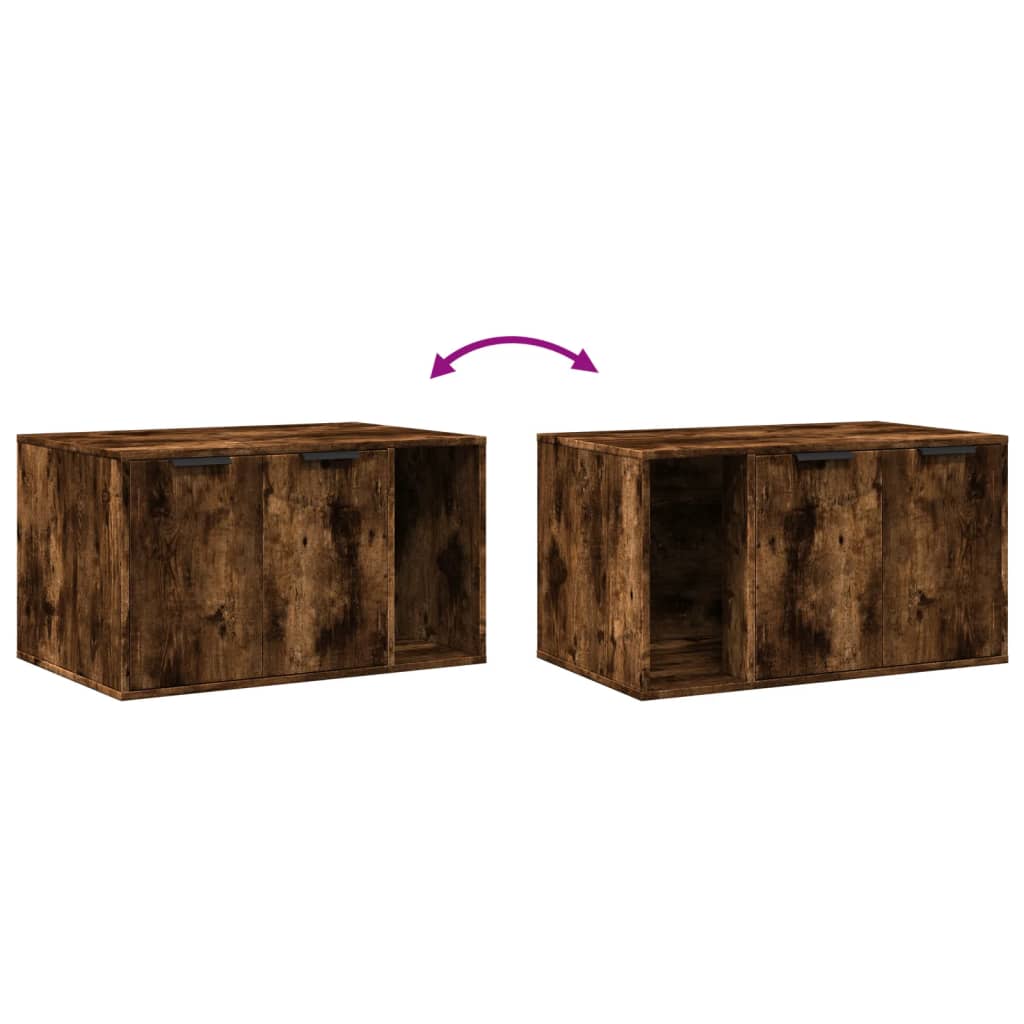 Kattenbakkast 80x50x45 cm bewerkt hout gerookt eikenkleurig