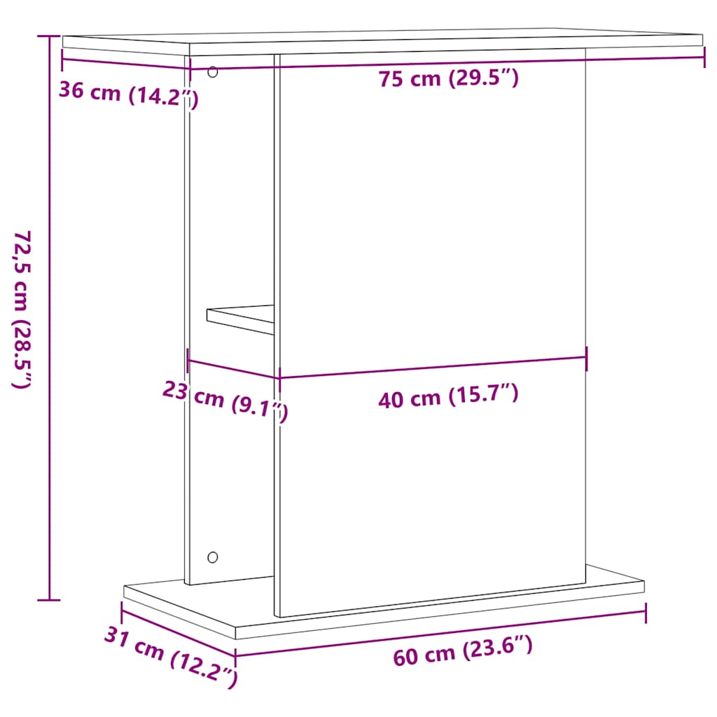 Aquariumstandaard 75x36x72,5 cm bewerkt hout zwart eikenkleurig