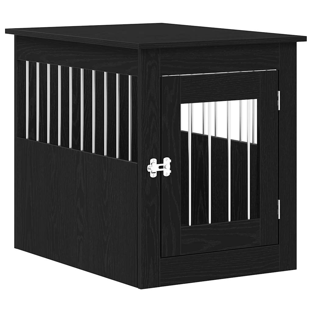 Hondenbenchmeubel 75x55x65 cm bewerkt hout zwart eikenkleurig