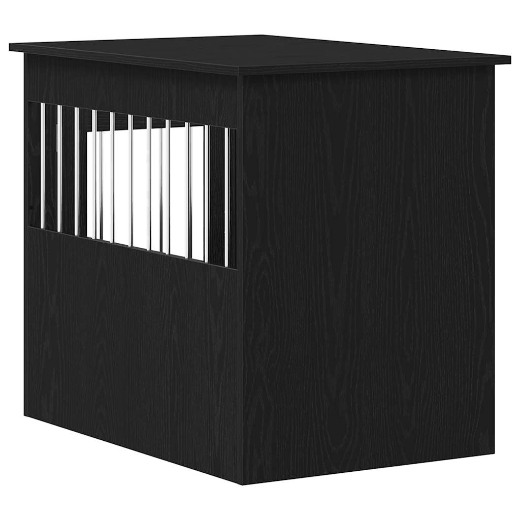 Hondenbenchmeubel 80x55x68 cm bewerkt hout zwart eikenkleurig