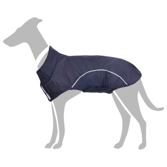 Hondenregenjas met reflecterende strips polyester marineblauw L