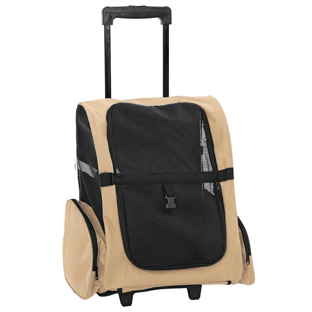 Huisdierentrolley 3-in-1 48x32x(57-106) cm oxford stof zandkleurig