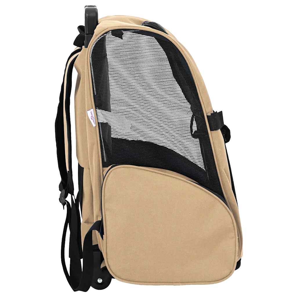 Huisdierentrolley 3-in-1 48x32x(57-106) cm oxford stof zandkleurig