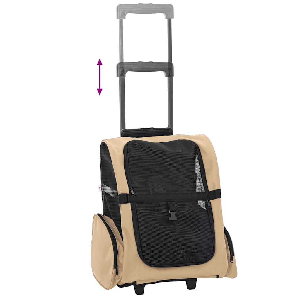 Huisdierentrolley 3-in-1 48x32x(57-106) cm oxford stof zandkleurig