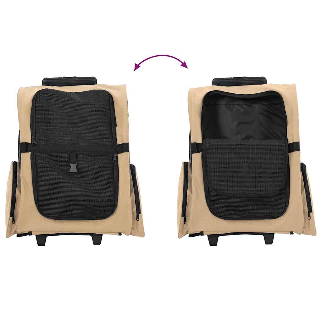 Huisdierentrolley 3-in-1 48x32x(57-106) cm oxford stof zandkleurig