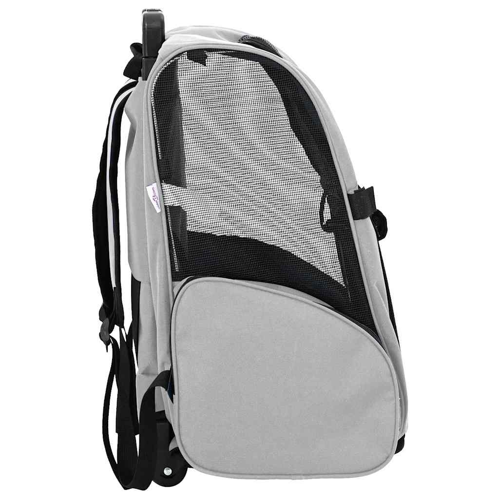 Huisdierentrolley 3-in-1 48x32x(57-106) cm oxford stof grijs