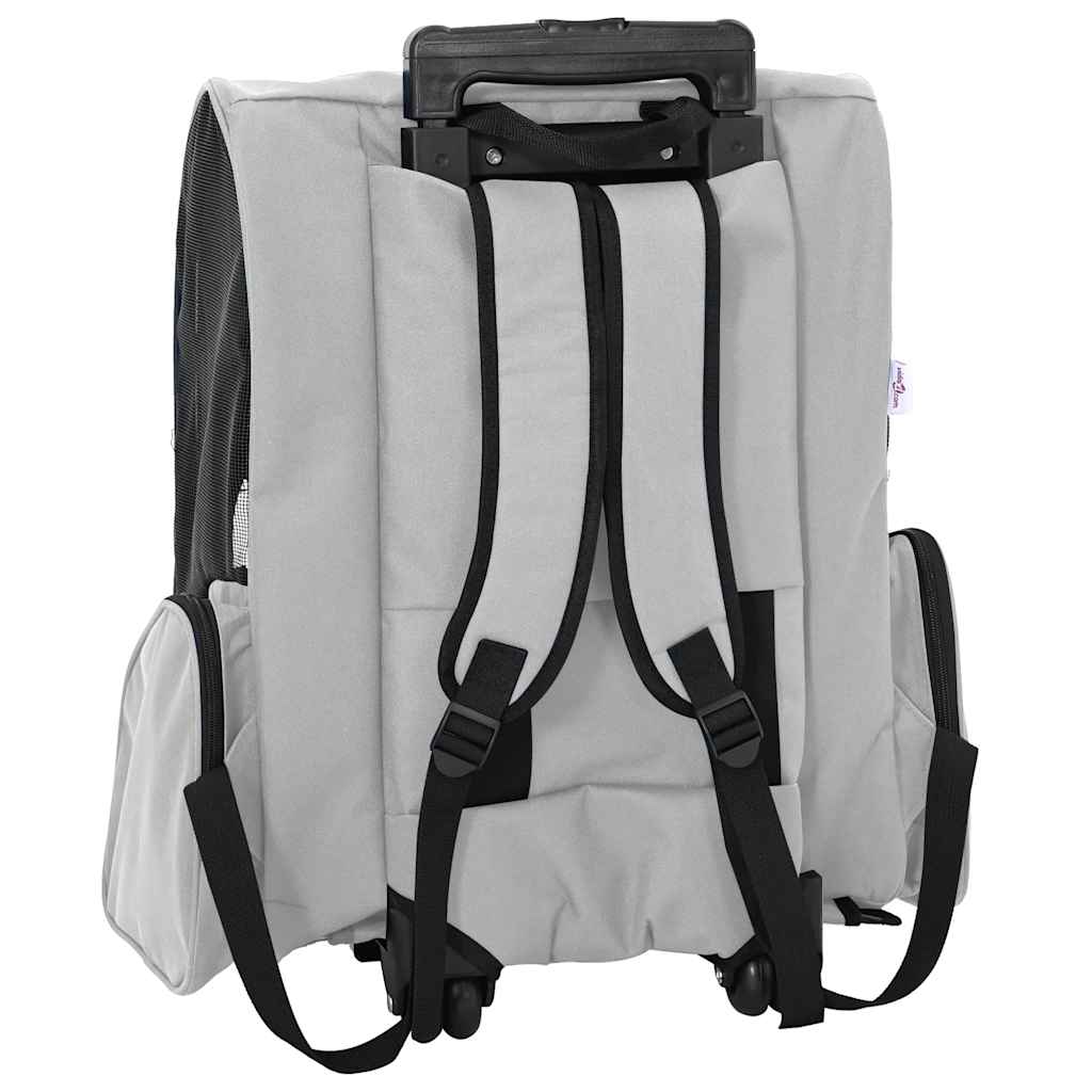 Huisdierentrolley 3-in-1 48x32x(57-106) cm oxford stof grijs