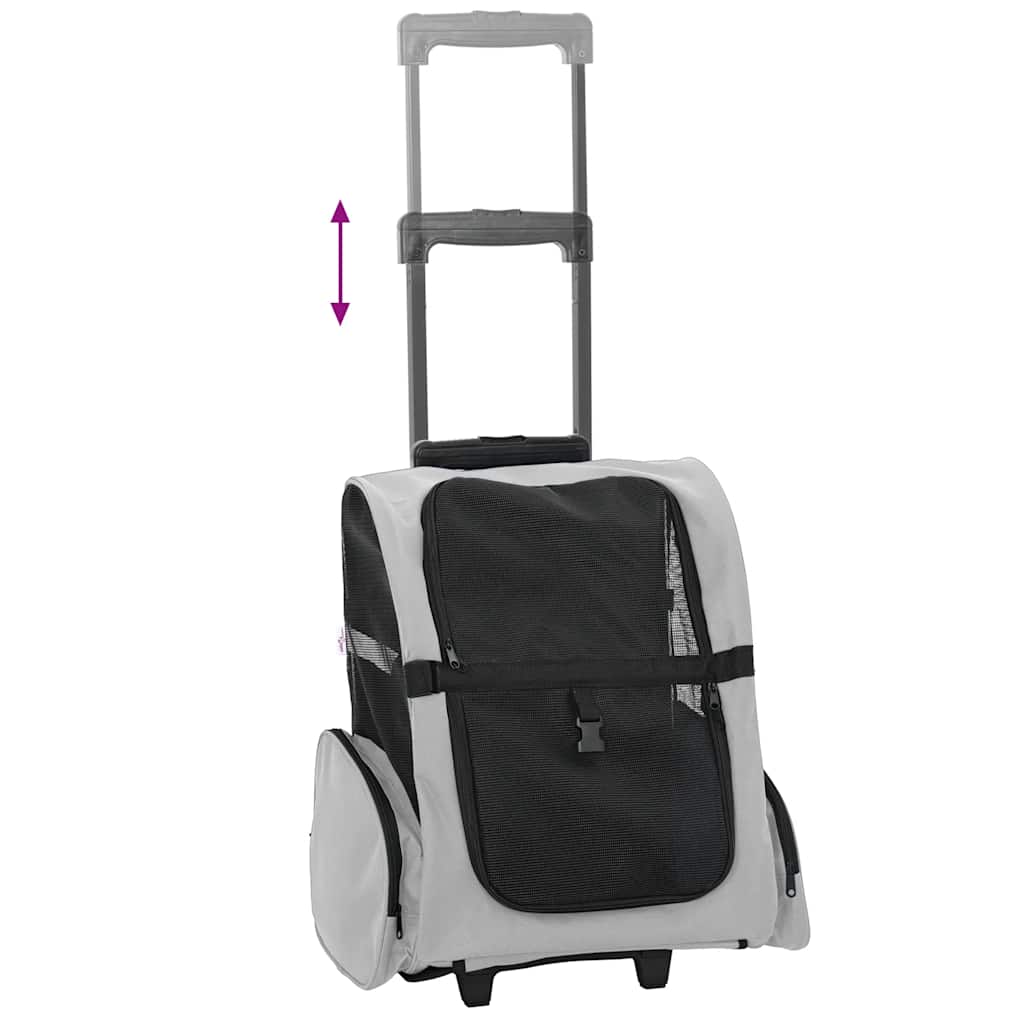 Huisdierentrolley 3-in-1 48x32x(57-106) cm oxford stof grijs