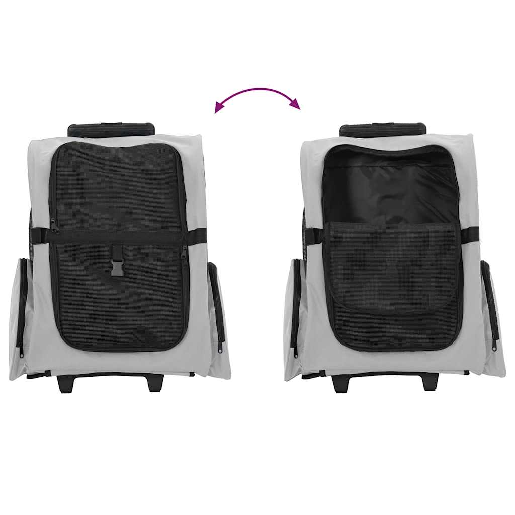 Huisdierentrolley 3-in-1 48x32x(57-106) cm oxford stof grijs