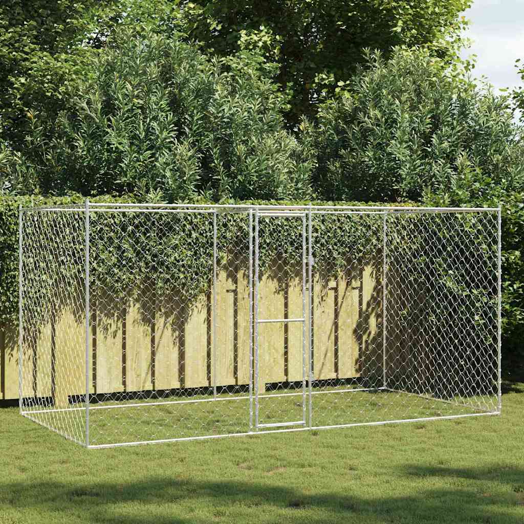 Hondenbench Zilver 400 x 200 x 256 cm Gegalvaniseerd staal