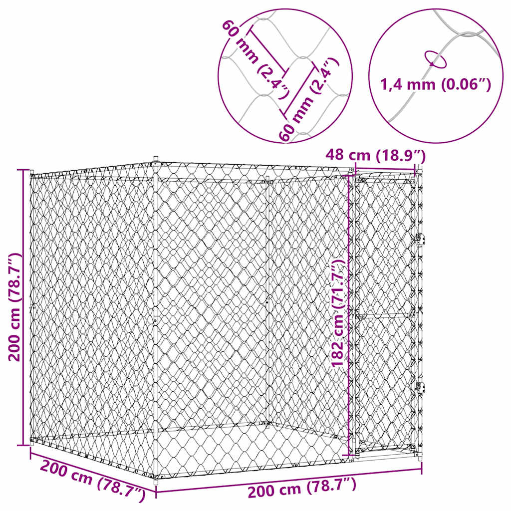 Hondenbench 2 x 2 x 2 m Staal