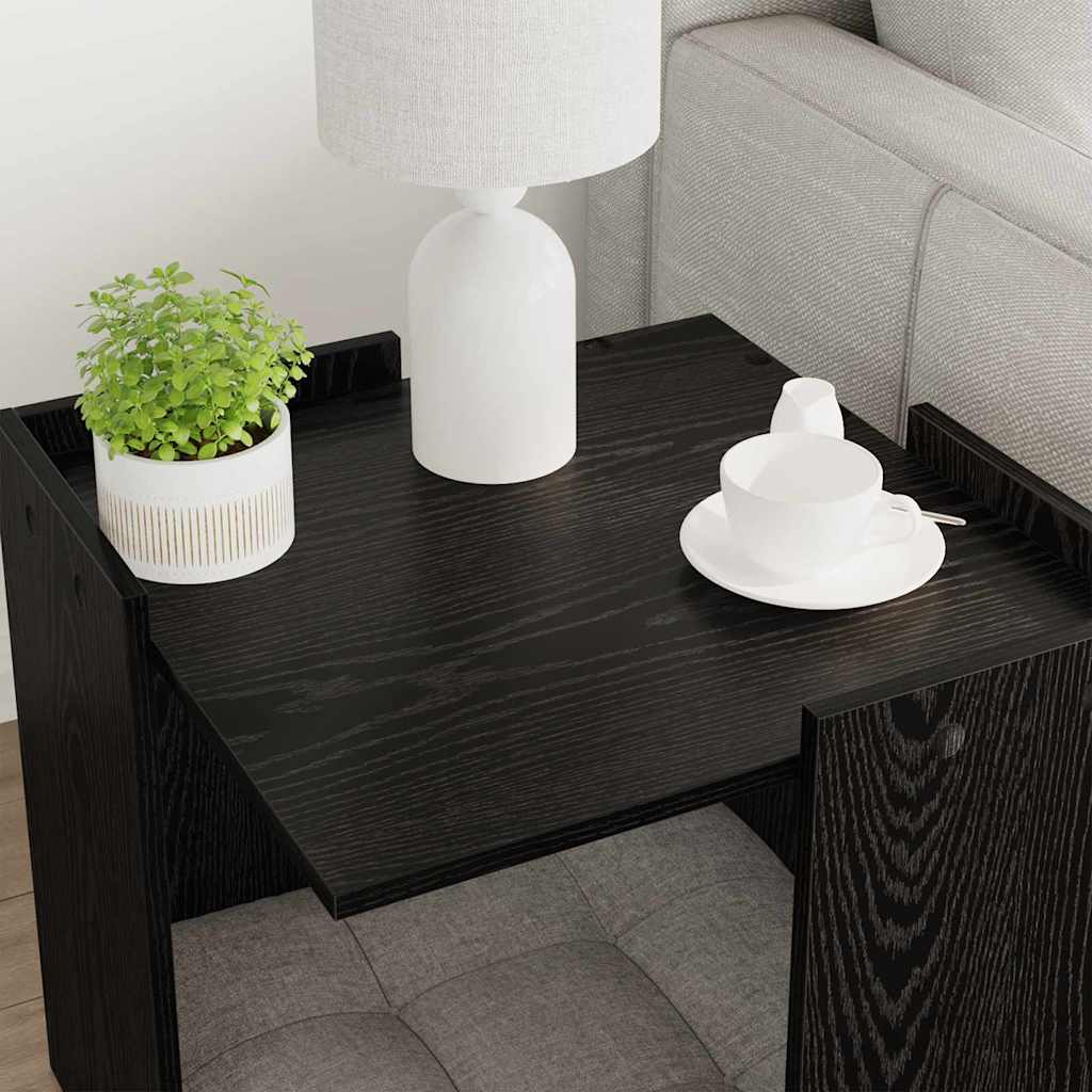Kattenbak Omheining Zwart eiken 53 x 53 x 51 cm Bewerkt hout