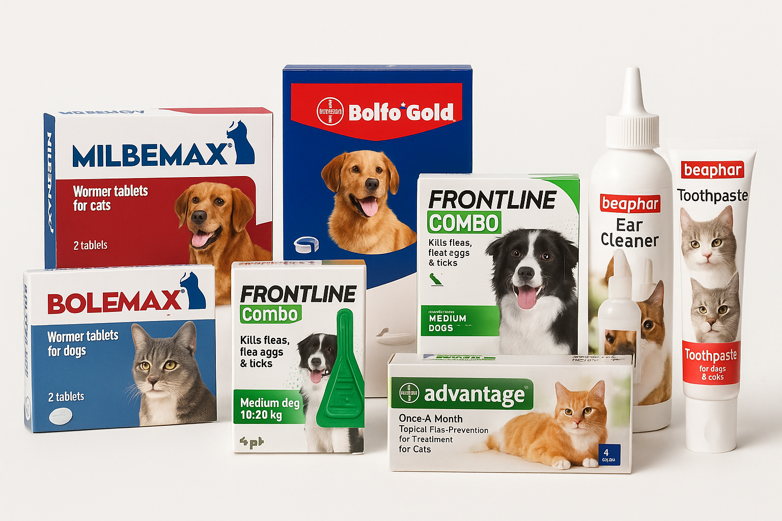 milbemax, bolfo gold, frontline, beaphar, advantage